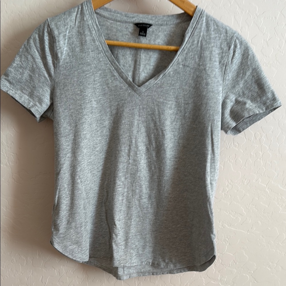 Gray V-Neck Women's Top